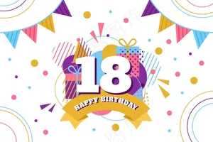 彩色快乐18岁生日壁纸