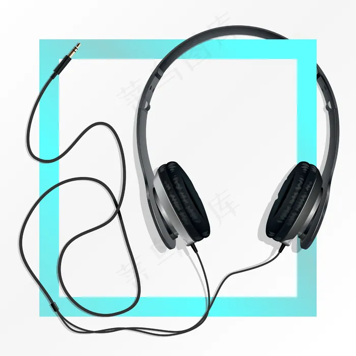 带电线的黑色耳机。eps,ai矢量模版下载