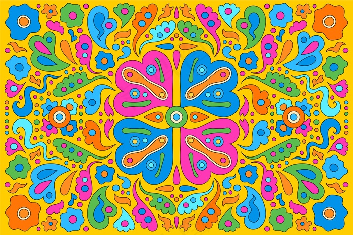 五彩手绘迷幻格调背景eps,ai矢量模版下载