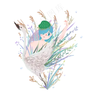 手绘白露精灵设计元素