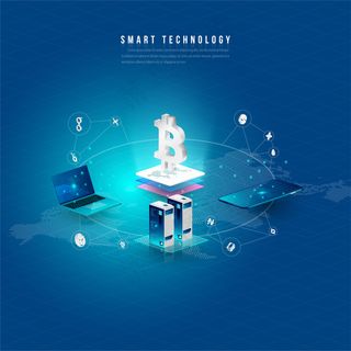 大数据处理概念、未来能源站、数据中心、加密货币和区块链