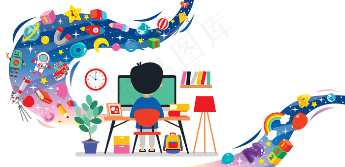 计算机技术用于教育和商业的概念