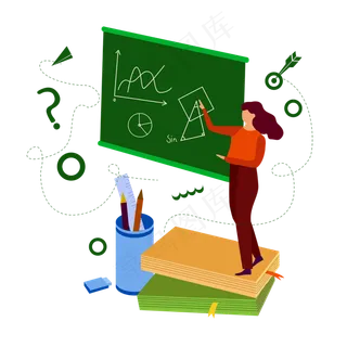 扁平简约在上课的老师