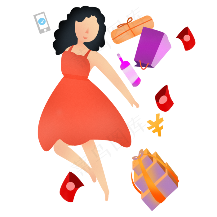 购物达人双十一扁平卡通人物