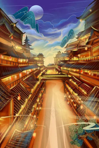 大气中国风建筑场景国潮国风场景