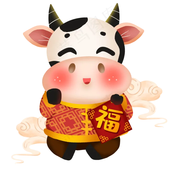 2021年春节福牛奶牛(2000X2000(DPI:300))psd模版下载