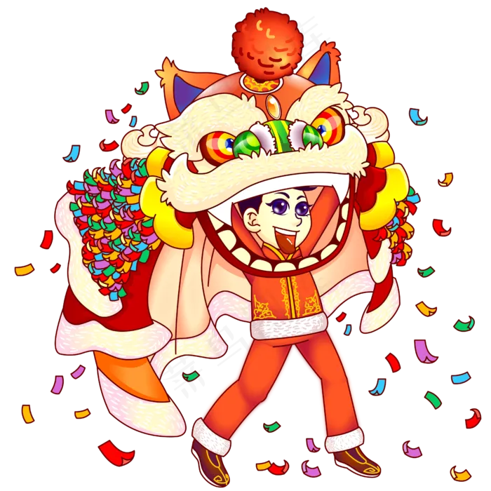 2019节日春节庆典舞狮子的男(2000X2000(DPI:300))ai矢量模版下载