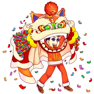 2019节日春节庆典舞狮子的男