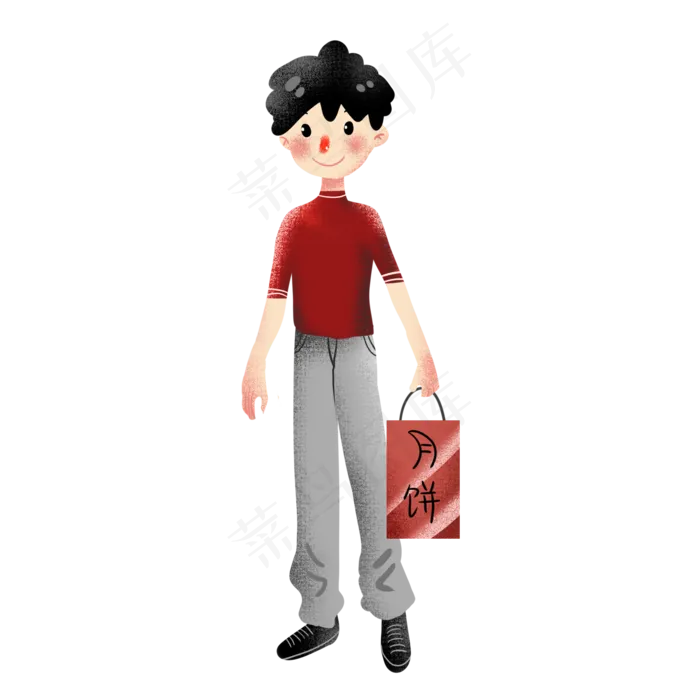 中秋节拿着月饼男孩(2200X2200(DPI:299))psd模版下载