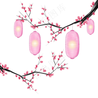 中国风水墨梅花灯笼