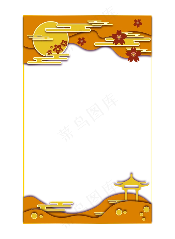 中秋节八月十五明月方形边框纹理(2000X2736(DPI:300))psd模版下载