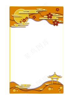 中秋节八月十五明月方形边框纹理