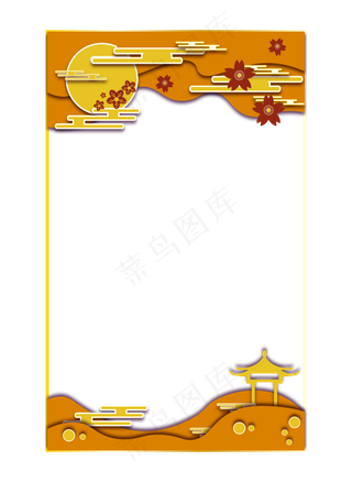 中秋节八月十五明月方形边框纹理