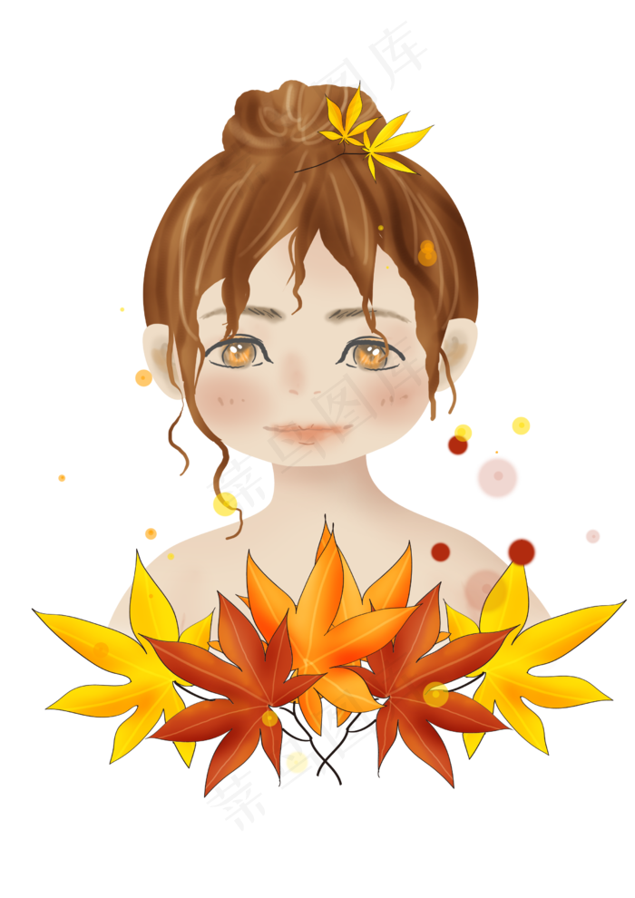 立秋秋天枫叶女孩