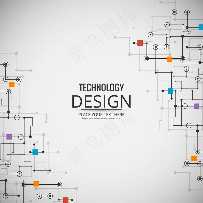 全彩色电路的技术背景eps,ai矢量模版下载