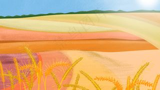 手绘丰收季节场景