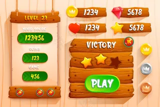 全套得分按钮游戏弹出窗口，图标，窗口和创造中世纪的rpg视频游戏的元素