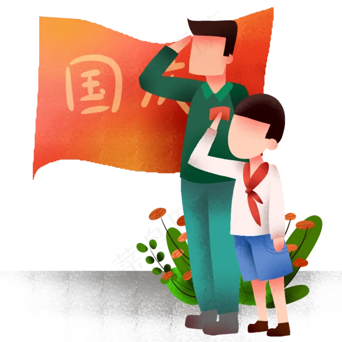 国庆节敬礼小孩(3000X3000(DPI:299))psd模版下载