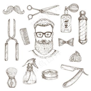 Hipster和barber元素集