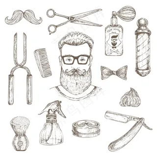 Hipster和barber元素集