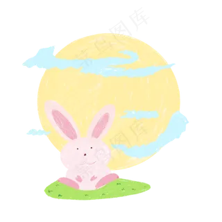 白色中秋的兔子