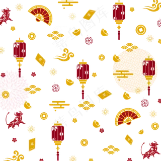 新年底纹红色金色