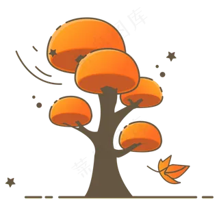 卡通手绘秋天的树矢量图