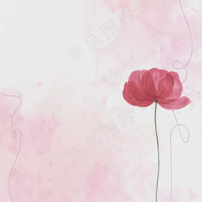 粉色花朵，水彩背景eps,ai矢量模版下载