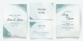 美丽的结婚卡请柬模板与飞溅水彩集