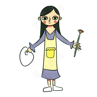 手绘卡通可爱教师节女老师美术老