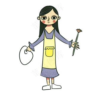 手绘卡通可爱教师节女老师美术老