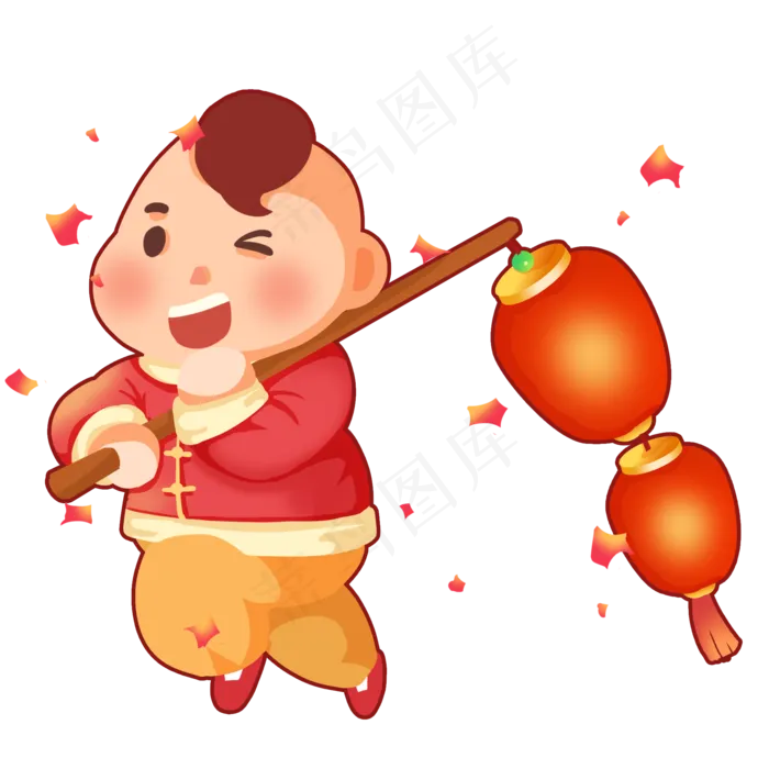 福娃元旦抬灯笼鞭炮(2000X2000(DPI:300))psd模版下载