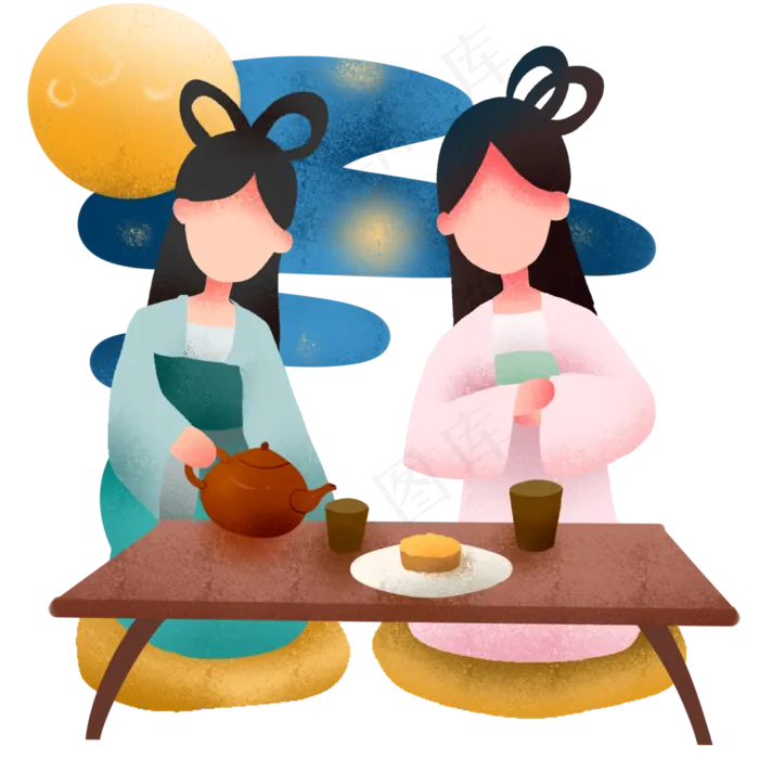 中秋节喝茶团圆(3000X3000(DPI:299))psd模版下载