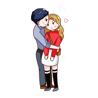 手绘卡通情侣