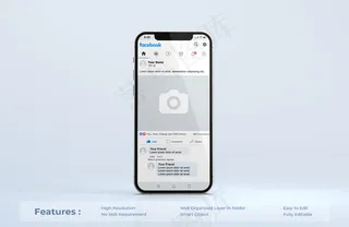 手机模型样机上的Facebook