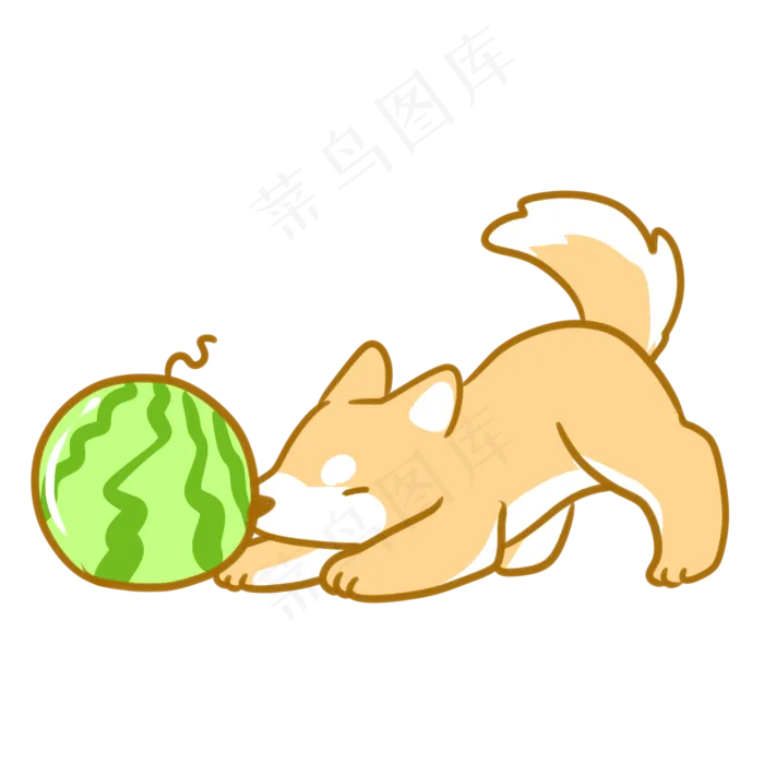 柴犬与西瓜(2100X2100(DPI:300))psd模版下载