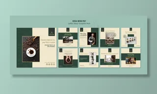 咖啡店横幅banner社交媒体贴纸