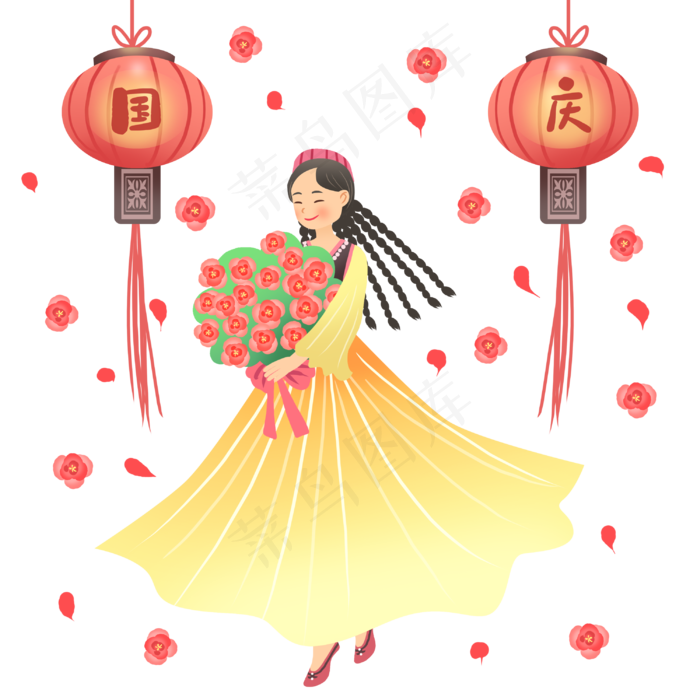 献花民族女孩(3000X3000(DPI:300))psd模版下载