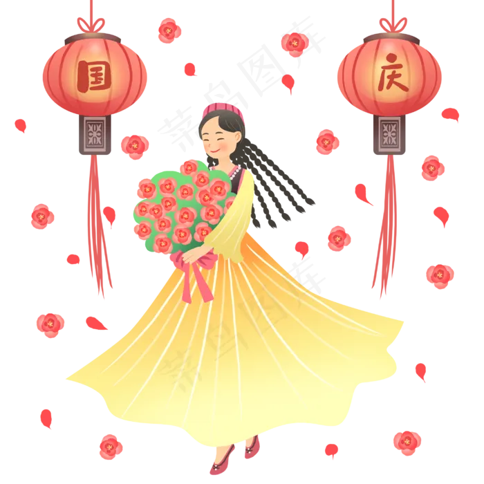 献花民族女孩(3000X3000(DPI:300))psd模版下载