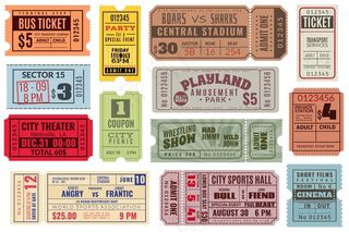 一套老式电影院和电影节门票