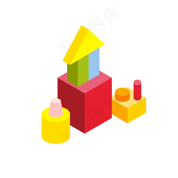 可爱的积木玩具元素(1200X1200(DPI:300))ai矢量模版下载