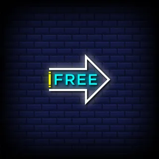 带有右箭头和感叹号的免费霓虹灯标志样式文本