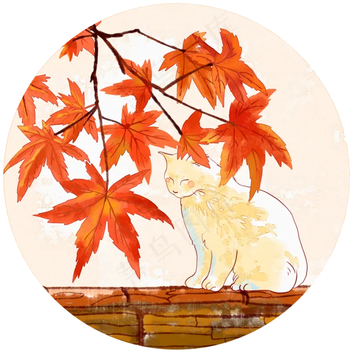 枫叶与猫(3000X2000(DPI:299))psd模版下载