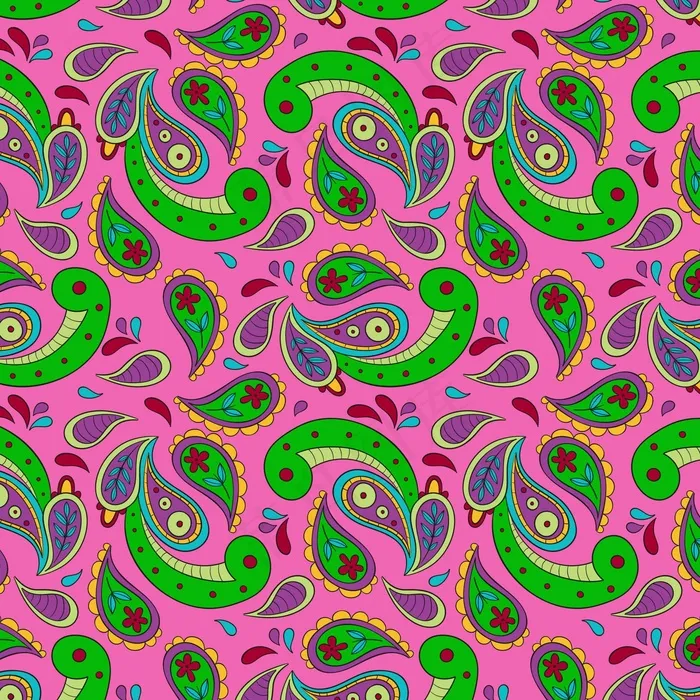 彩色佩斯利图案eps,ai矢量模版下载