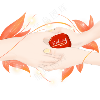 情人结婚手握戒指盒牵手