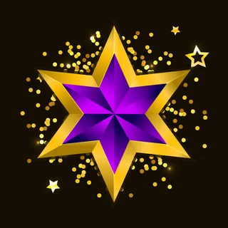 钢背景上的紫金星星插图。新年圣诞档案