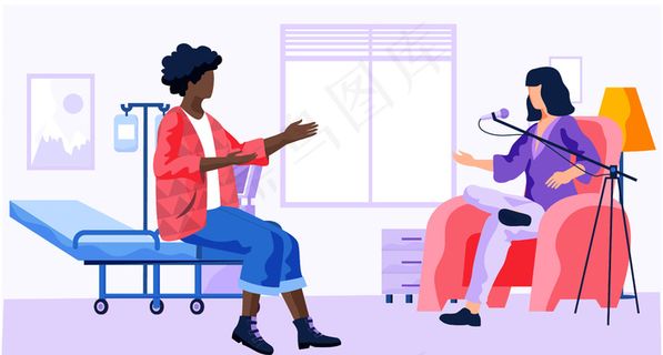 女孩们在病房里交流。