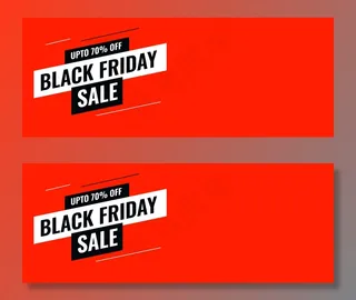 红色平板风格黑色星期五销售横幅banner模板