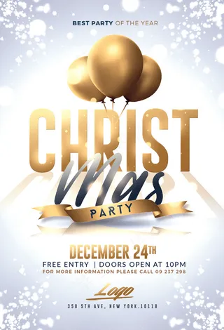 金色气球圣诞字体圣诞海报