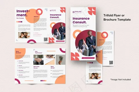 创意金融投资手册三折页模板简单干净抽象孟菲斯